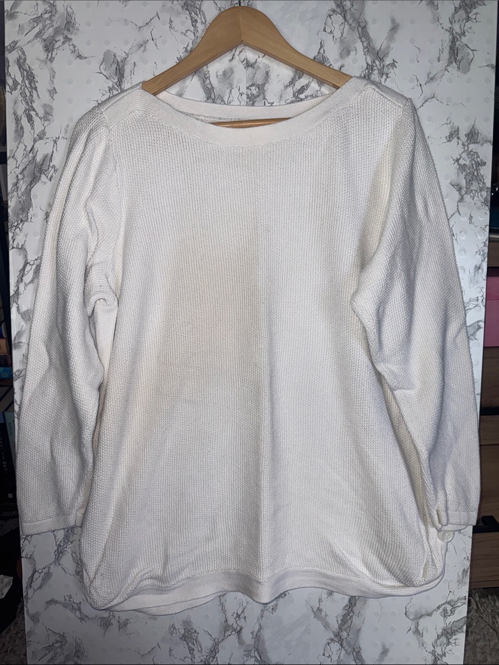 Westport Waffle Knit Long Sleeve Top White Size 3X